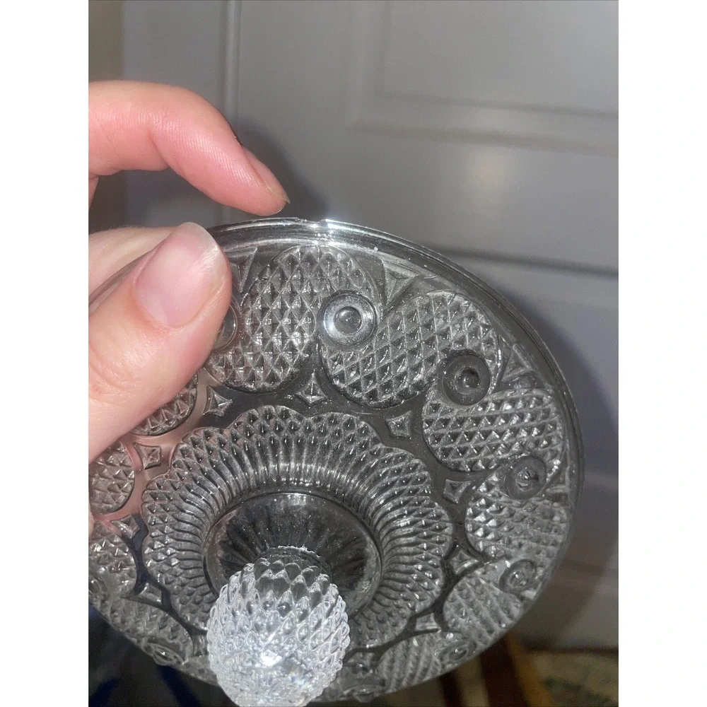 Vintage Candy Dish Bowl With Lid Clear Glass 3 Footed Marked‎ AVON